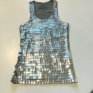 Silver leather pieces top.